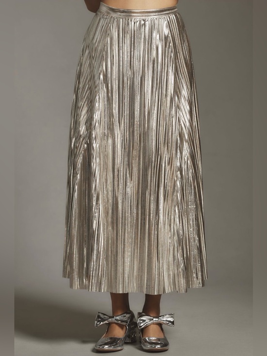 Maeve Dresses & Skirts - Metallic Pleated Midi Skirt